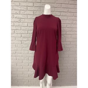 Chelsea 28 Burgundy Mock Bell Sleeve Dress Size 6